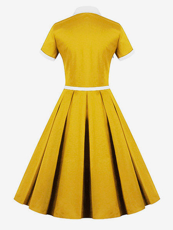 yellow 50s swing dress