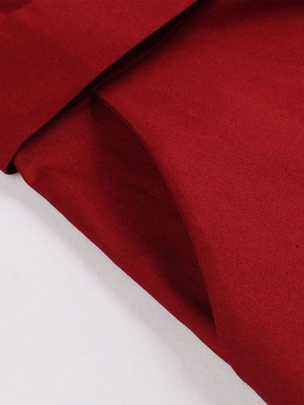 レトロワンピース 無地 ダークレッド ロカビリー 1950年代 ヴィンテージワンピース 半袖 ボタン スクエアネック コットン二次会 発表会 お呼ばれ ファッション