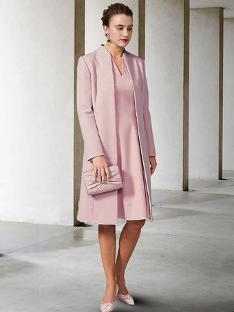 花嫁の母親のためのパーティードレス Vネック 長袖 Aライン 結婚式用ゲストドレス 無料カスタマイズ