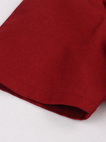 レトロワンピース 無地 ダークレッド ロカビリー 1950年代 ヴィンテージワンピース 半袖 ボタン スクエアネック コットン二次会 発表会 お呼ばれ ファッション