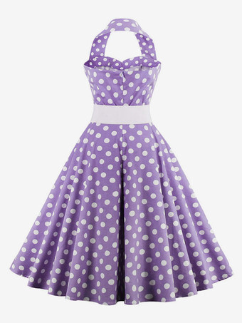 レトロワンピース　1950年代オードリー・ヘップバーン風　ノースリーブ　膝丈　水玉　二次会　お呼ばれ　発表会　スイングドレス