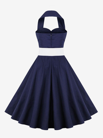 レトロワンピース　1950年代オードリー・ヘップバーン風　ノースリーブ　膝丈　水玉　二次会　お呼ばれ　発表会　スイングドレス