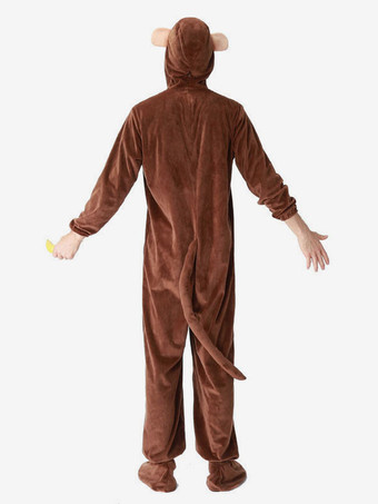 ハロウィンコスチュームメンズ動物コスチュームディープブラウンモンキージャンプスーツホリデーコスチューム