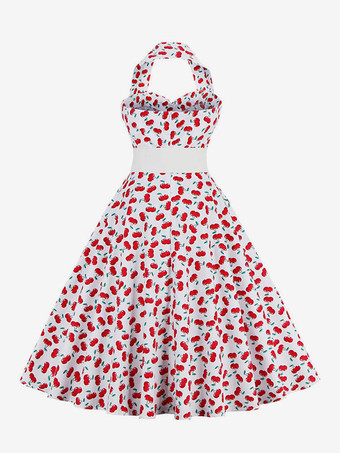 レトロワンピース　1950年代オードリー・ヘップバーン風　ノースリーブ　膝丈　水玉　二次会　お呼ばれ　発表会　スイングドレス