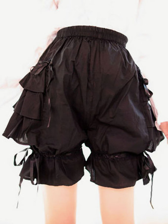 Pantaloncini di cotone Lolita Ruffles fiocchi neri per le donne