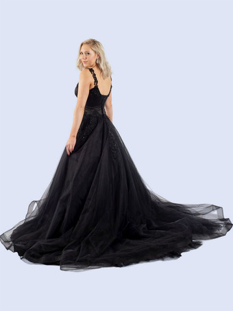 Brautkleider Schwarz Brautkleider große Größen V-Ausschnitt ärmellos Schwarz Vintage Brautkleid