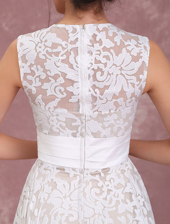 Vestido de novia champaña encaje estilo alto y bajo de playa irregular plisado 