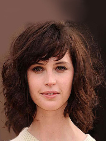 Women Hair Wigs Deep Brown Tousled Short Curly Synthetic Wigs
