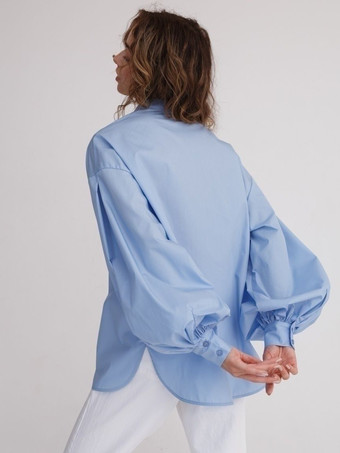 女性用シャツ ホワイト ボタン ターンダウン カラー カジュアル ロングスリーブ トップス