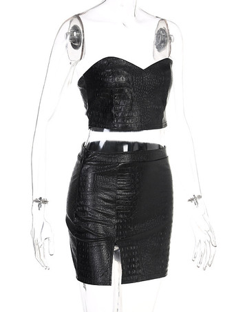 Completo coordinato in similpelle da due pezzi per la serata 2025