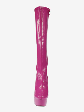 セクシーブーツ　丸いつま先　PU　スティレットヒール　ジッパー　ストリートウェア　シック＆モダン　