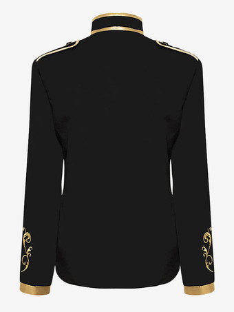 ブラック 男性のための白いヴィンテージトップヴィンテージポリエステル長袖レトロコスチューム バーガンディ