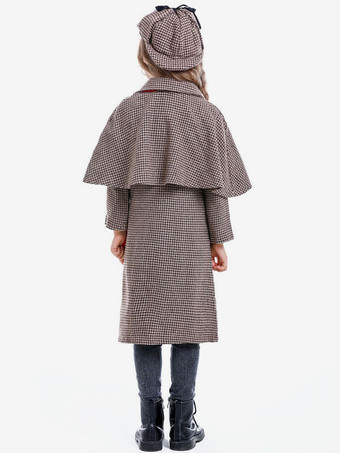 子供用コーヒーブラウン探偵ロールプレイコスチュームセット ヴィンテージ検査官衣装 スカーフハット付き