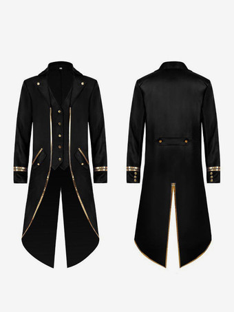 ブラック 緑のヴィンテージトップヴィンテージボタン長袖ポリエステルポリエステル繊維オーバーコート男性のためのレトロな衣装 バーガンディ