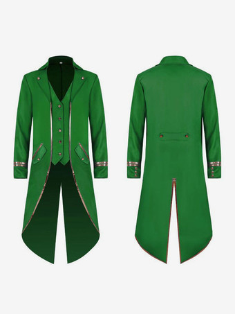 グリーン 緑のヴィンテージトップヴィンテージボタン長袖ポリエステルポリエステル繊維オーバーコート男性のためのレトロな衣装 バーガンディ