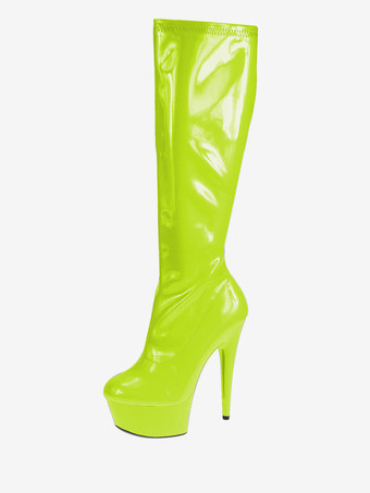 セクシーブーツ　丸いつま先　PU　スティレットヒール　ジッパー　ストリートウェア　シック＆モダン　