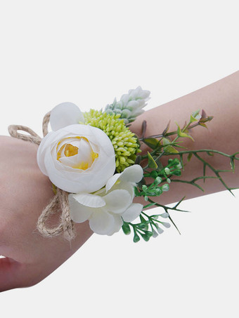 ホワイト 花嫁介添人の結婚式の手首の花