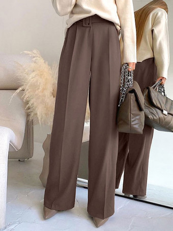 Pants Coffee Brown   High Rise Waist Trousers