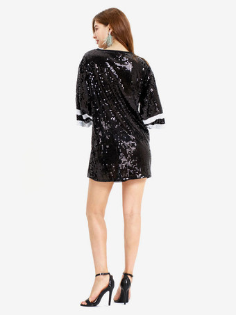 ヒップホップのダンス衣装スパンコール番号キラキラブラック特大ダンスのドレスハロウィン