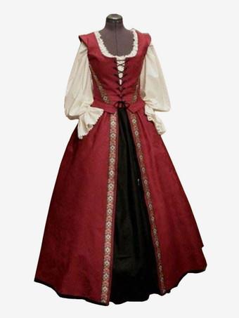  Disfraz medieval renacentista para mujer, vestido largo  irlandés, con hombros descubiertos, con cordones, vestido de baile gótico  retro