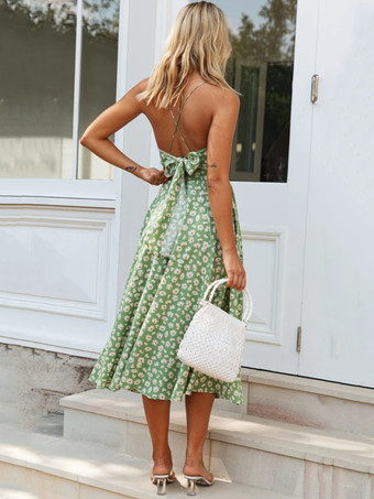 ひまわりサマードレスDitsy花は、ドレスをスイングビーチを印刷します