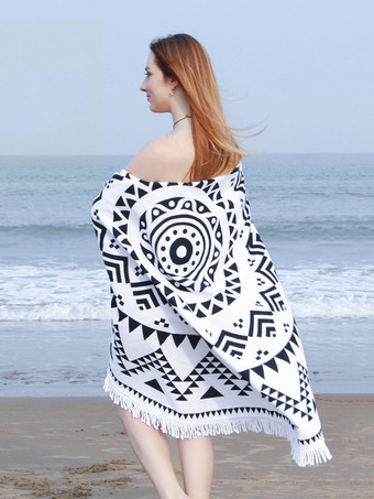 アイボリー ラウンド ビーチ タオル プリント特大マイクロファイバー 150 cm