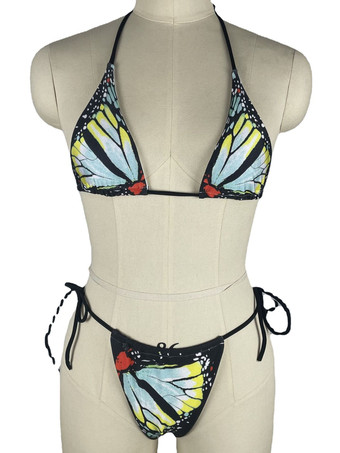 女性ビキニ水着ブルー ホルター夏セクシーな水着