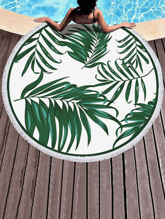グリーン ラウンド ビーチ タオル プリント特大マイクロファイバー 150 cm
