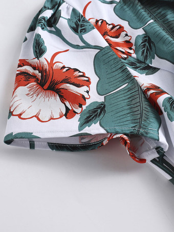 1950年代オードリー・ヘップバーン風　ヴィンテージドレス　Vネック　半袖　膝丈　花柄　二次会　お呼ばれ　発表会　ロカビリーワンピース