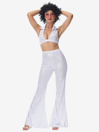 ホワイト 90 年代レトロ コスチューム レディース レトロ ヒップ ポップ コスチューム 衣装