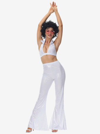 ホワイト 90 年代レトロ コスチューム レディース レトロ ヒップ ポップ コスチューム 衣装