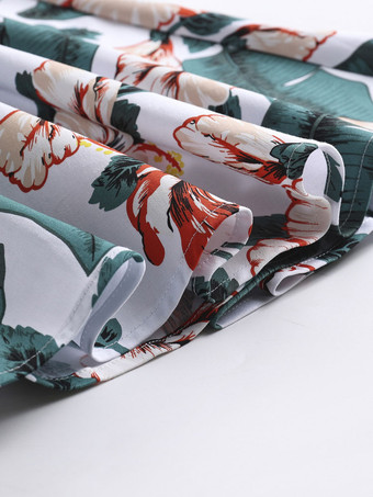 1950年代オードリー・ヘップバーン風　ヴィンテージドレス　Vネック　半袖　膝丈　花柄　二次会　お呼ばれ　発表会　ロカビリーワンピース