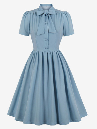 1950年代オードリー・ヘップバーン風　ヴィンテージドレス　半袖　二次会　お呼ばれ　発表会　ミディアムスイングドレス