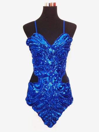 Blue glitter and sequin body suit