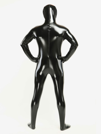 全身タイツ　PVC　ブラック　目と口が開いている　ユニセックス　大人用　コスチューム ハロウィン
