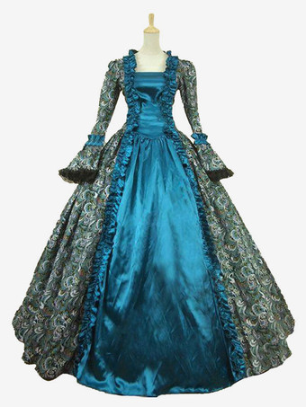 ブルー 中世 ドレス 宮廷ドレス 女性用 プリンセス 貴族ドレス レッド 長袖 バロック風 パーティー レトロ ヨーロッパ 宮廷風 中世 ドレス・貴族ドレス バーガンディ