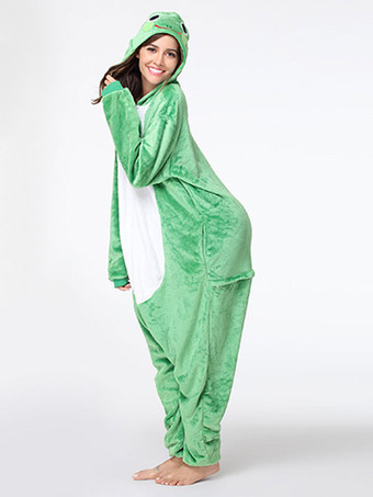 カエル 大人用 着ぐるみ パジャマ ワンジー 着たままトイレができる マンガ グリーン フランネル 男女兼用 コスチューム ハロウィン