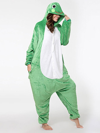 カエル 大人用 着ぐるみ パジャマ ワンジー 着たままトイレができる マンガ グリーン フランネル 男女兼用 コスチューム ハロウィン