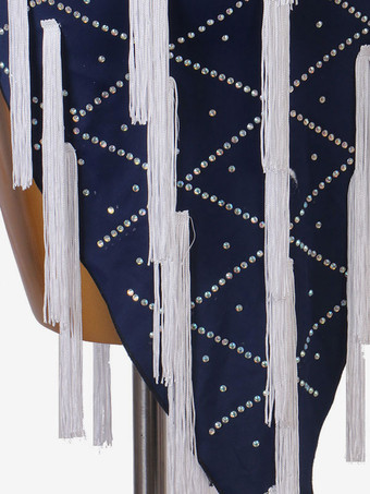 ラテンダンスドレスディープブルーレディースライクラスパンデックスドレスラテンダンサーダンスウェア