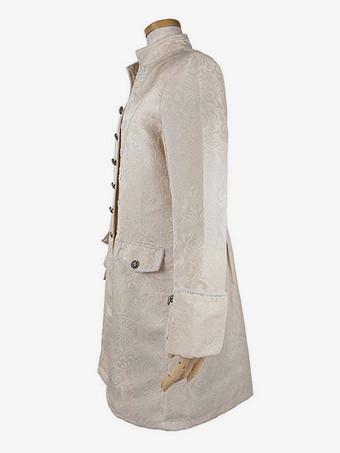 White Vintage Coat Buttons Jacquard Retro Costumes For Man - Milanoo.com