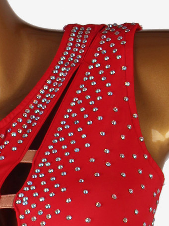 ラテンダンスコスチュームレッドウィメンズライクラスパンデックスドレスラテンダンサーダンスウェア