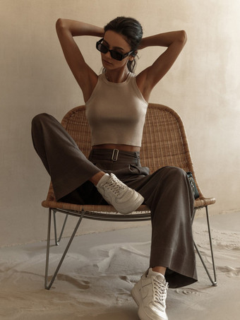 パープル キャミ トップ ジュエル ネック シック レディース キャミソール