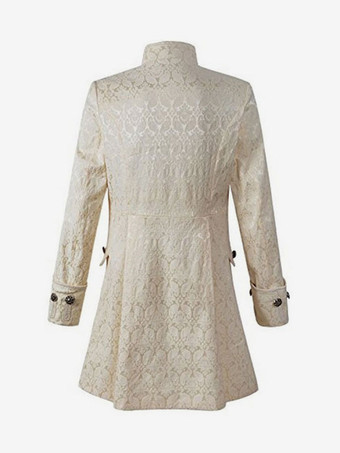 ホワイトヴィンテージブレザー 貴族風ボタン装飾 スタンドカラー レトロコスチューム メンズ カーニバル