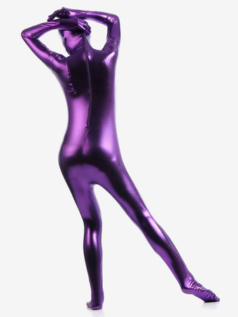 メタリック全身タイツ　モーブ　ジャンプスーツ　大人用　 ハロウィン