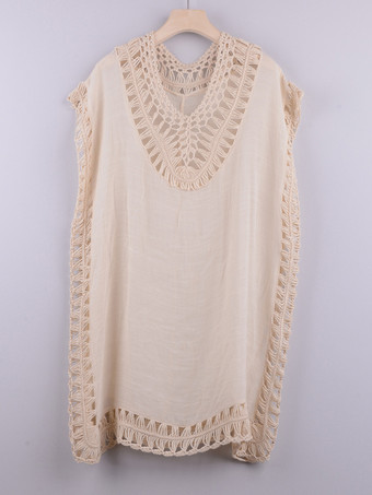 カバーアップ ホワイト カットアウト Vネック 半袖 コンバーチブル