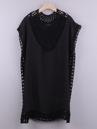 カバーアップ ホワイト カットアウト Vネック 半袖 コンバーチブル