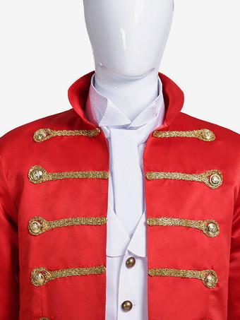 カーニバルサーカスコスチュームレッドメンズシャツオーバーコートセットポリエステルハロウィーンホリデーコスチューム