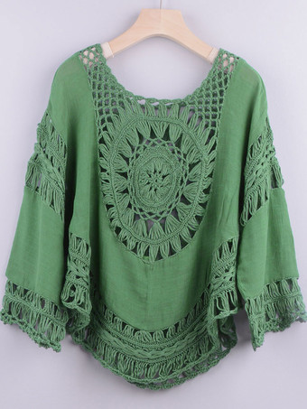 Cover Ups Cyan Blue Cut Out Jewel Neck Half Sleeves Asymétrique Summer Beach Maillots de bain pour femme