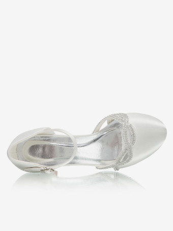 つま先中低ヒールのブライダルシューズの2つの部分の結婚式の靴