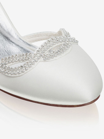 つま先中低ヒールのブライダルシューズの2つの部分の結婚式の靴